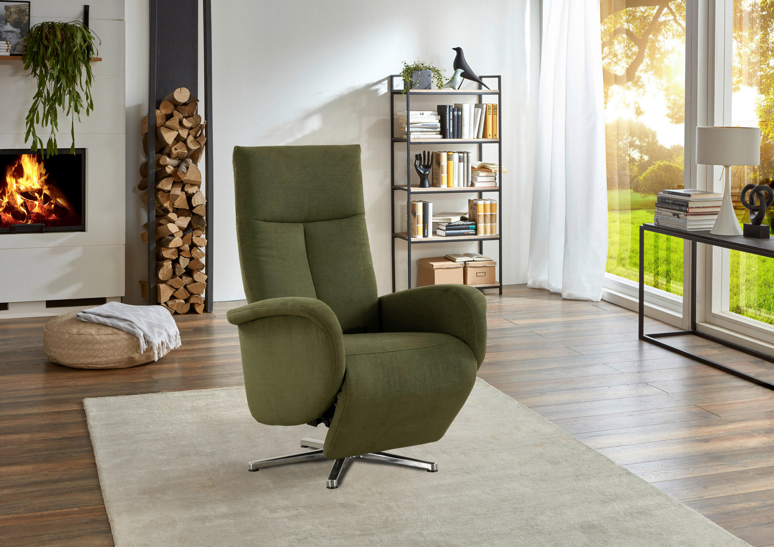 DREHSTUHL Flachgewebe Olivgrün - Chromfarben/Olivgrün, KONVENTIONELL, Textil/Metall (75/112/82cm) - Sit & More
