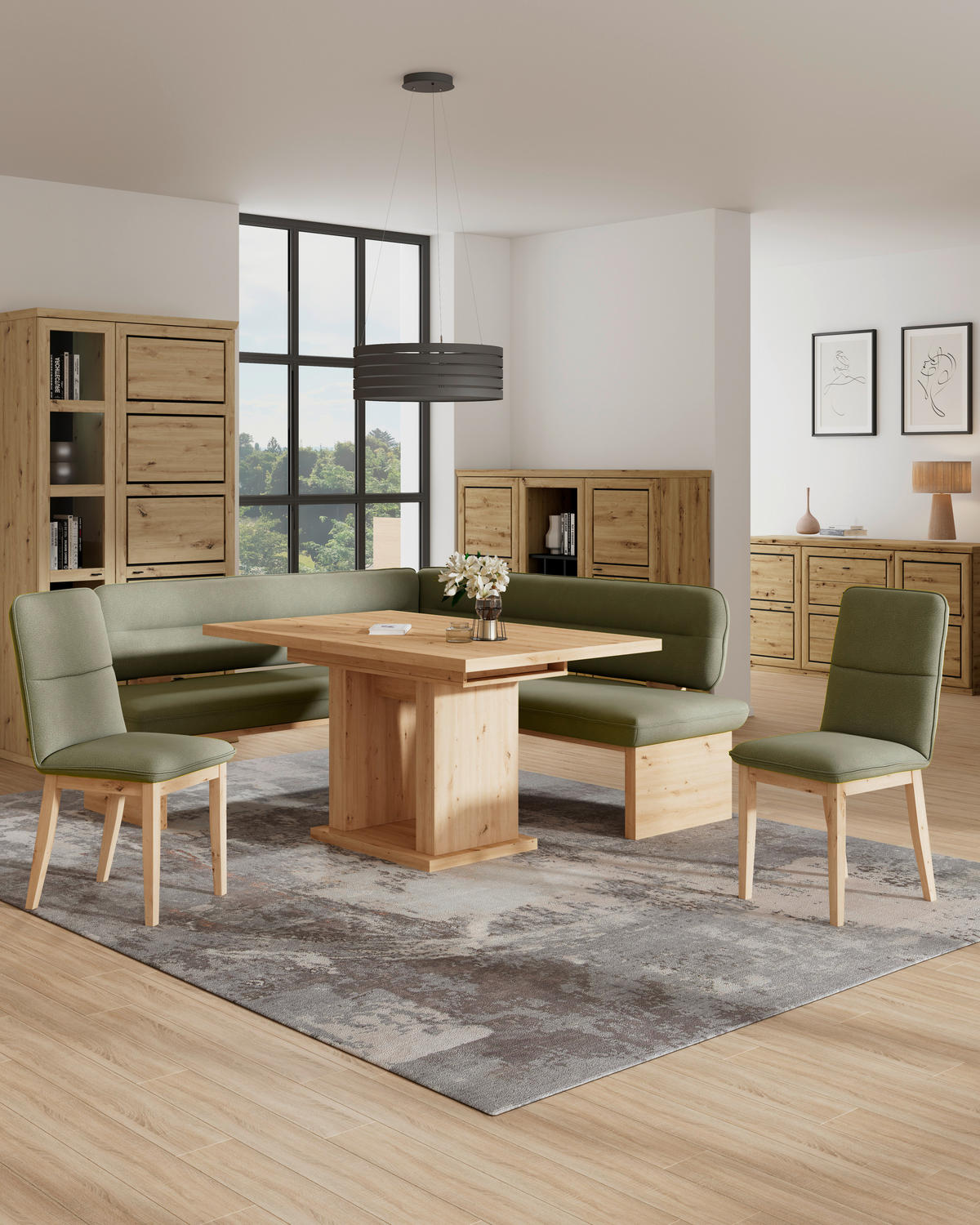 ECKBANK 170/192 cm Webstoff Schwarz Eiche Sperrholz   - Eichefarben/Schwarz, KONVENTIONELL, Holz/Textil (170/192cm) - Livetastic