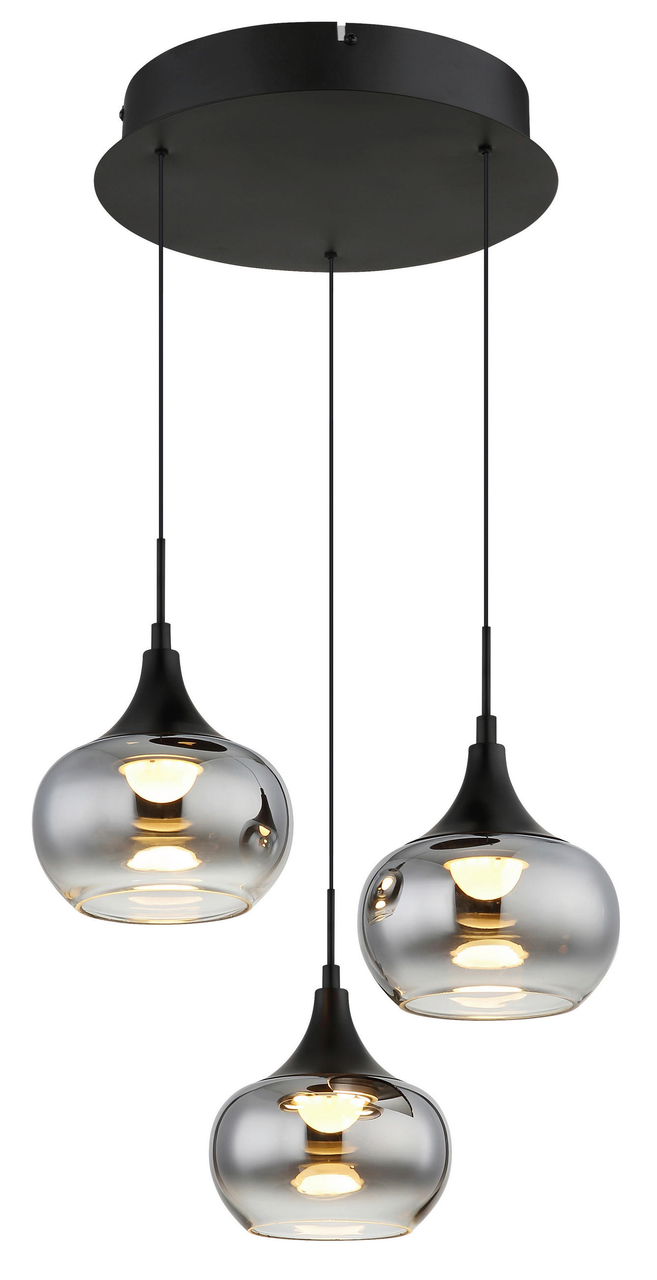 HÄNGELEUCHTE Lui 37/150 cm   - Klar/Schwarz, Design, Glas/Kunststoff (37/150cm) - Globo