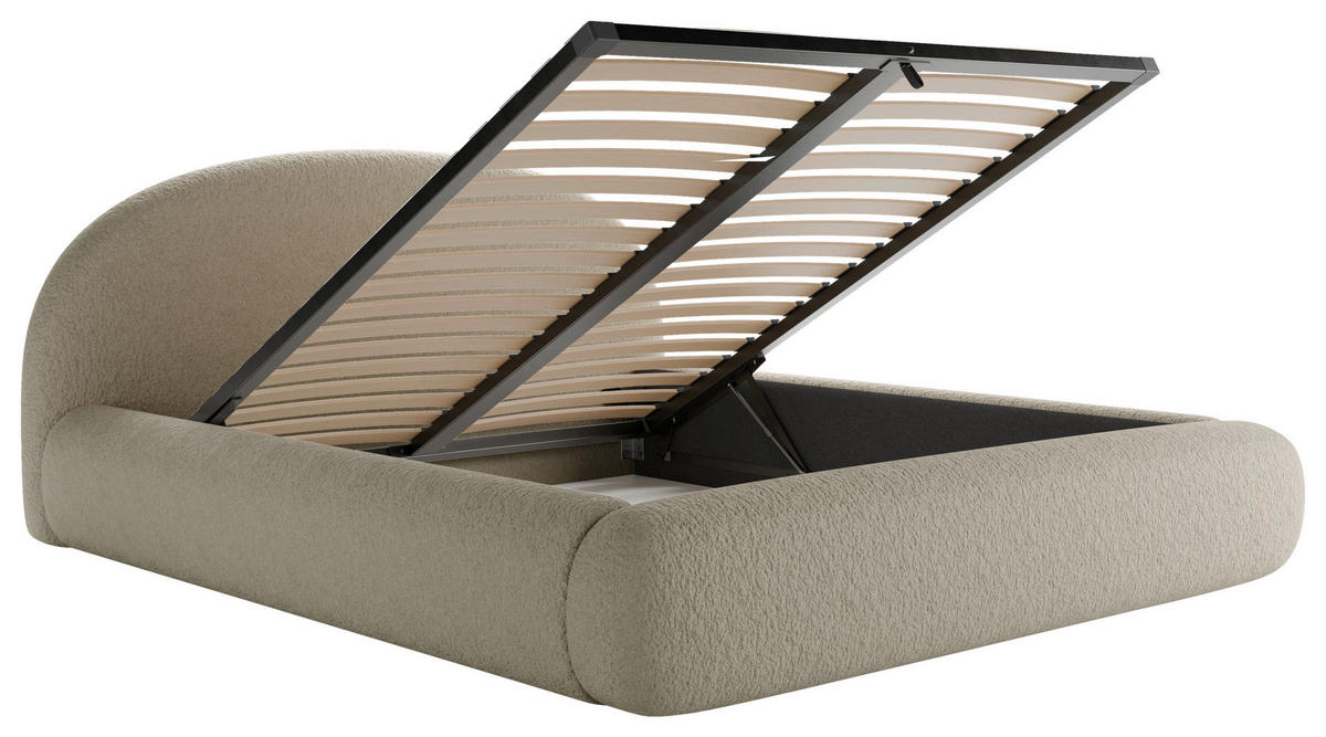 POLSTERBETT 180/200 cm,  in Taupe, gepolstertes Kopfteil, Lattenrost, Bettkasten,  - Taupe/Schwarz, Design, Holz/Textil (180/200cm) - Chameo
