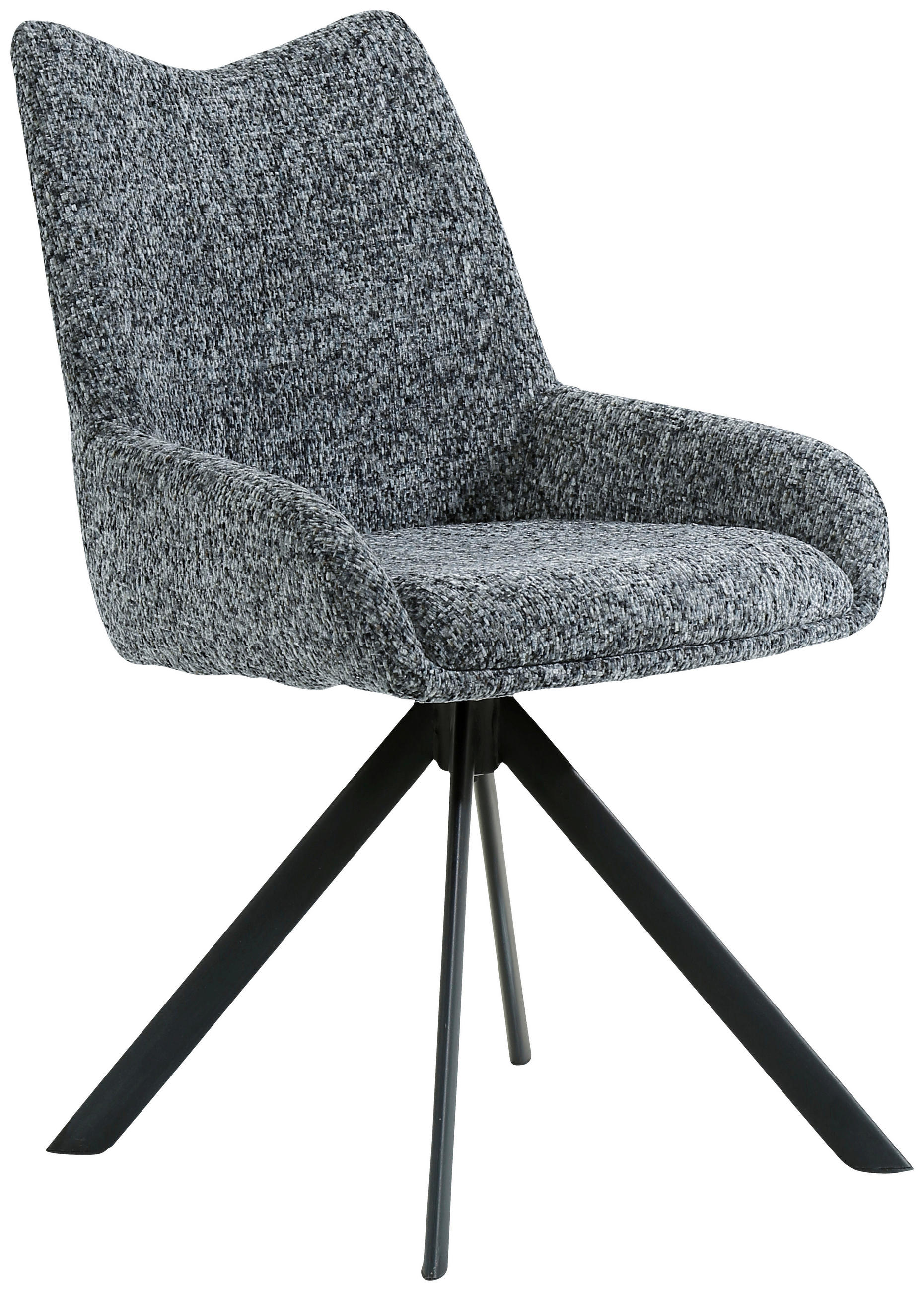 STUHL  in Eisen Chenille Metall, Textil  - Schwarz/Grau, Design, Textil/Metall (55/89/61cm) - Ambia Home