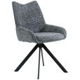 STUHL  in Eisen Chenille Metall, Textil  - Schwarz/Grau, Design, Textil/Metall (55/89/61cm) - Ambia Home