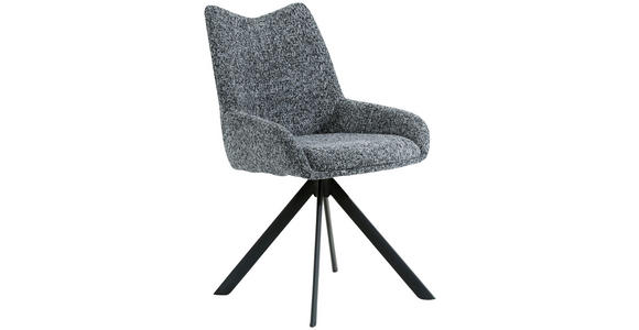 STUHL in Eisen Chenille Metall, Textil - Schwarz/Grau, Design, Textil/Metall (55/89/61cm) - Ambia Home