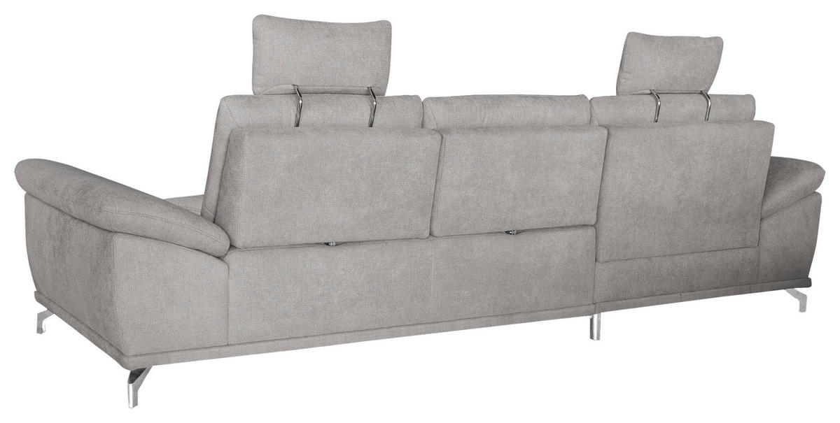 ECKSOFA Silberfarben Flachgewebe Bettkasten, Schlaffunktion, Sitztiefenverstellung, Kopfstütze, Liegefläche im Originalstoff  - Silberfarben, KONVENTIONELL, Textil/Metall (176/301cm) - Sit & More