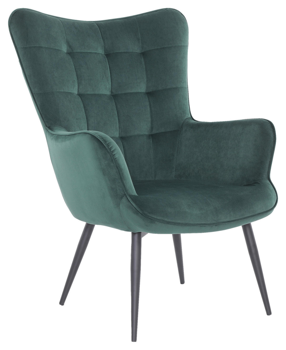 OHRENSESSEL in Samt Grün  - Schwarz/Grün, MODERN, Holzwerkstoff/Textil (72/97/80cm) - MID.YOU