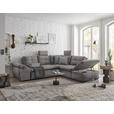 ECKSOFA  in Mikrovelours Hellgrau  - Hellgrau/Schwarz, KONVENTIONELL, Kunststoff/Textil (265/217cm) - Carryhome