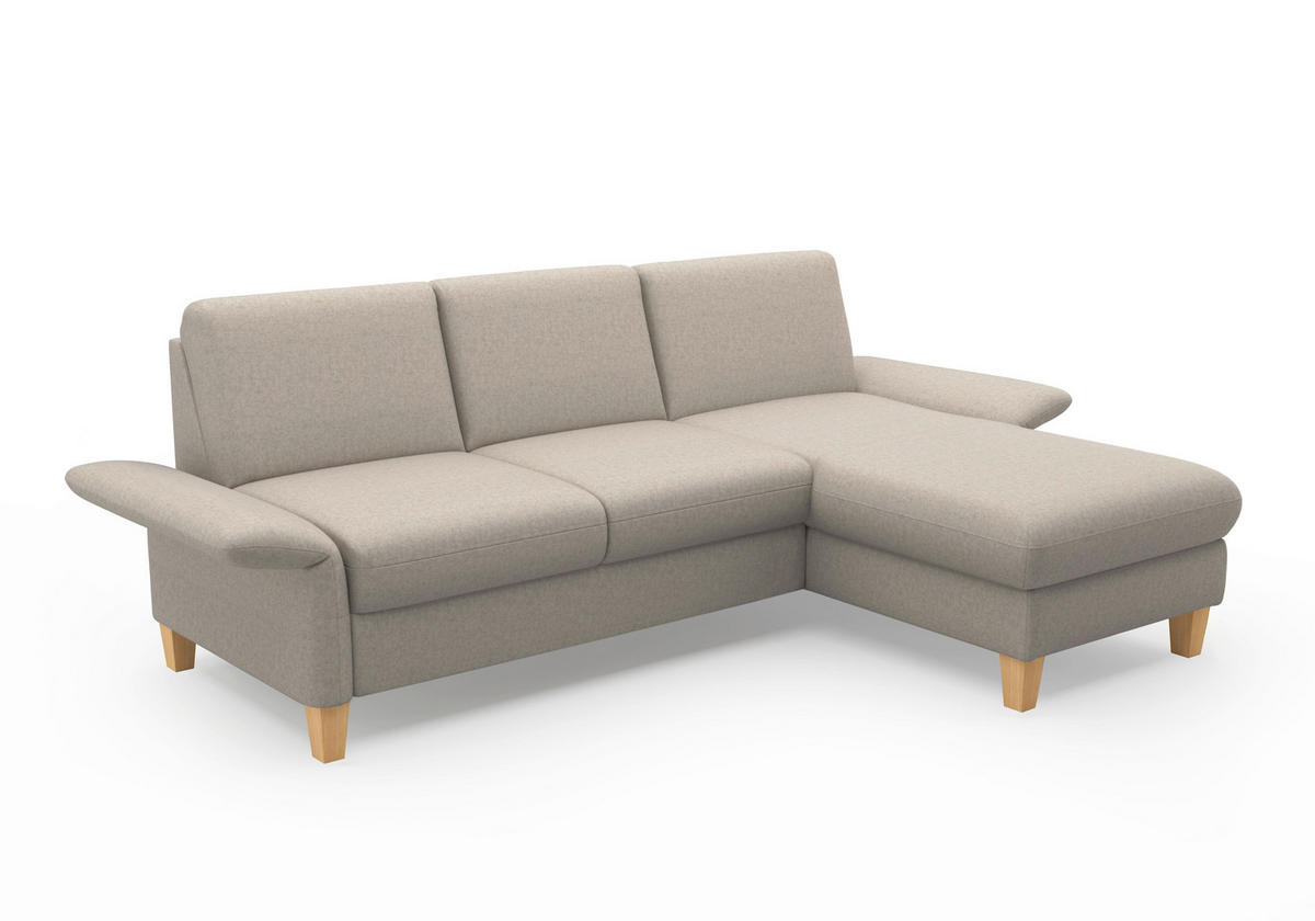 ECKSOFA ROCHELLE E Taupe Flachgewebe  - Taupe/Eichefarben, KONVENTIONELL, Holz/Textil (251/164cm) - Sit & More