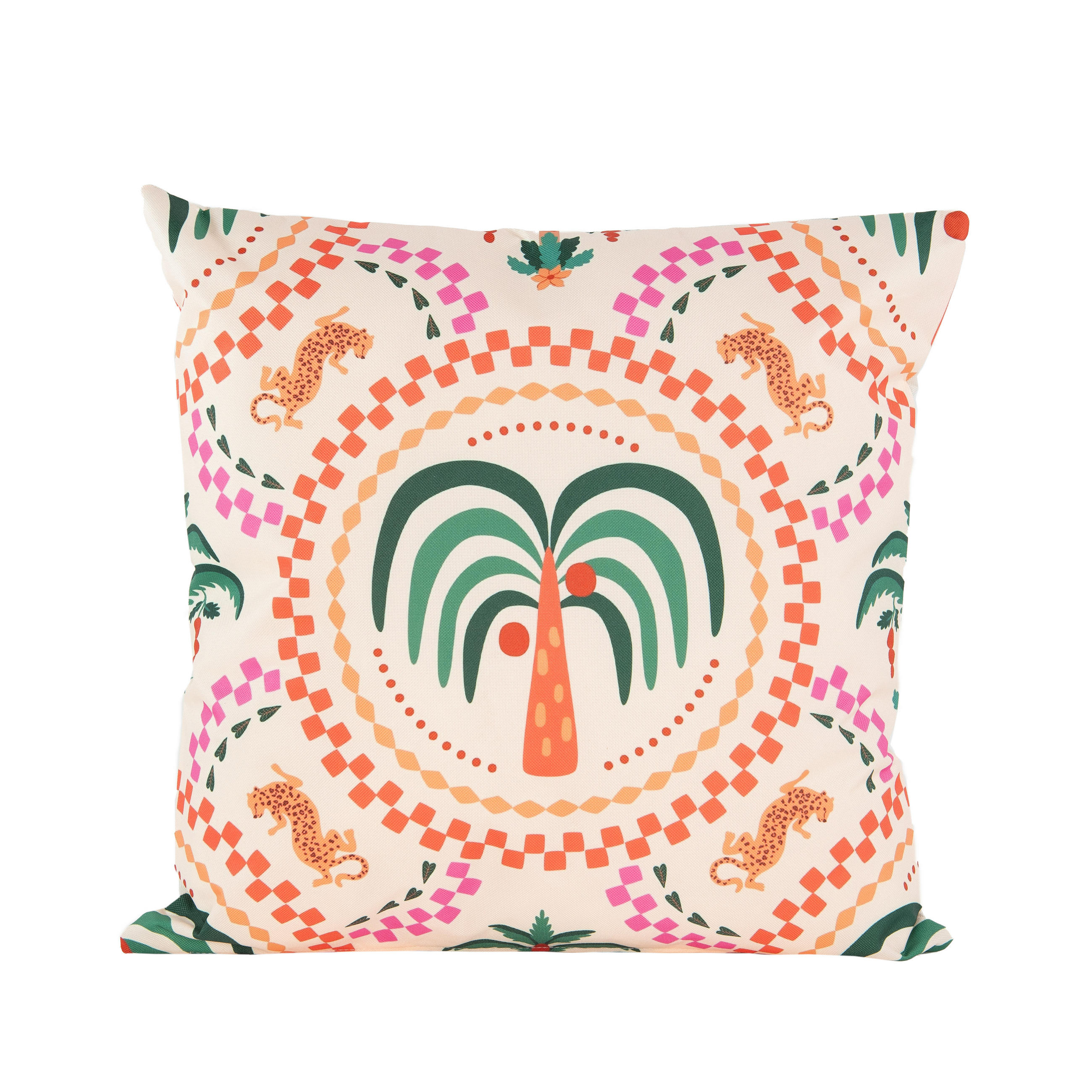 OUTDOOR-KISSEN Palmen  - Multicolor/Creme, Basics, Kunststoff (60/60cm)