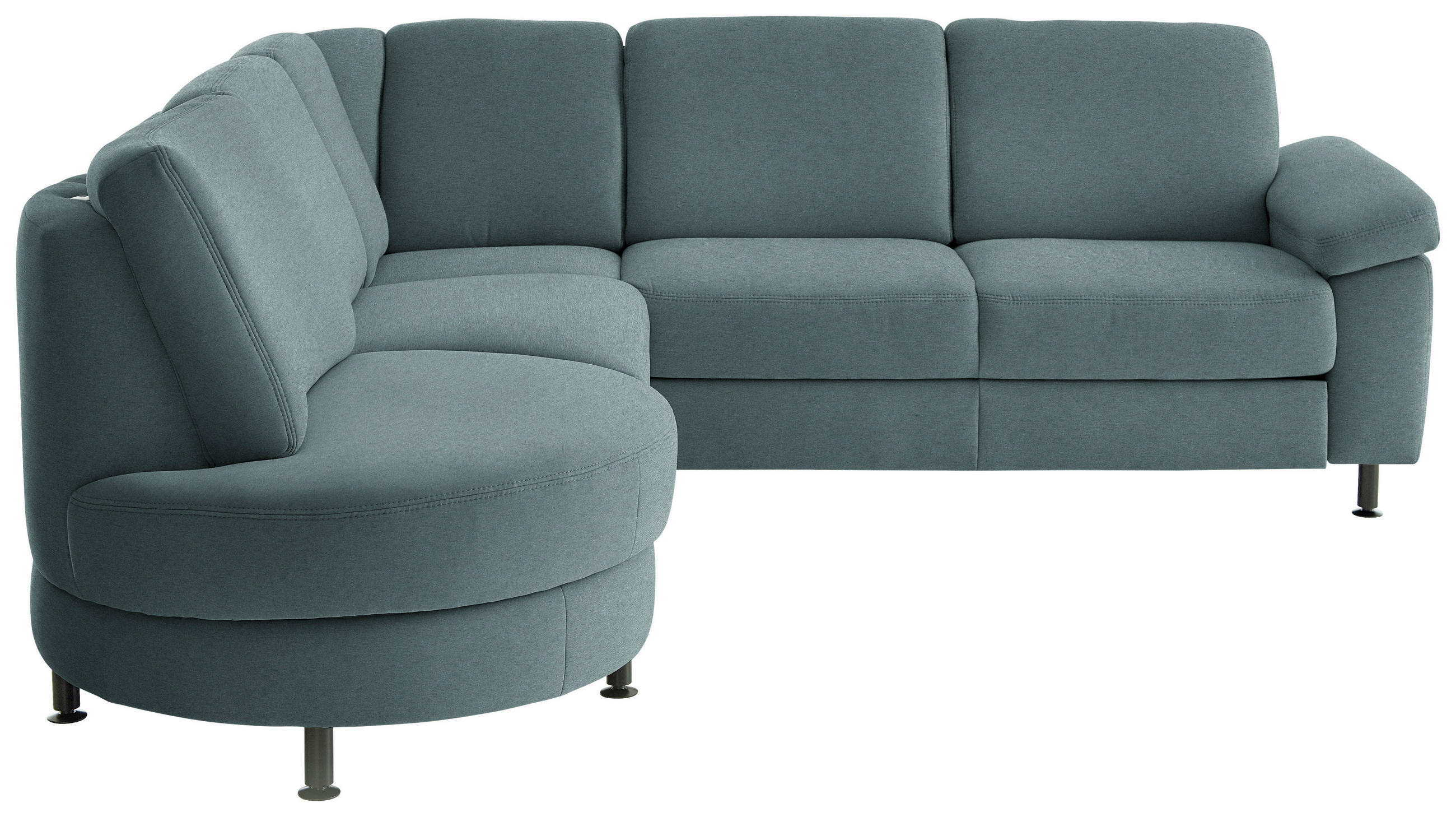 ECKSOFA Flachgewebe Blaugrau  - Blaugrau/Schwarz, Konventionell, Textil/Metall (252/248cm) - Beldomo Comfort