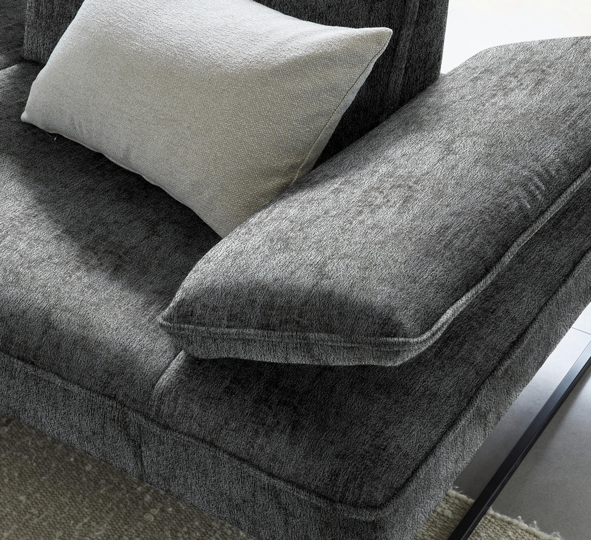 ECKSOFA in Chenille Anthrazit  - Anthrazit, Design, Textil/Metall (160/310cm) - Joop!