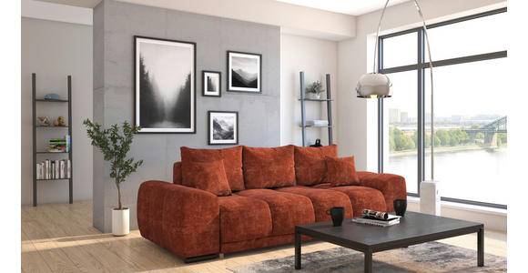 BIGSOFA  in Chenille Terracotta  - Terracotta/Schwarz, KONVENTIONELL, Kunststoff/Textil (266/89/104cm) - Carryhome