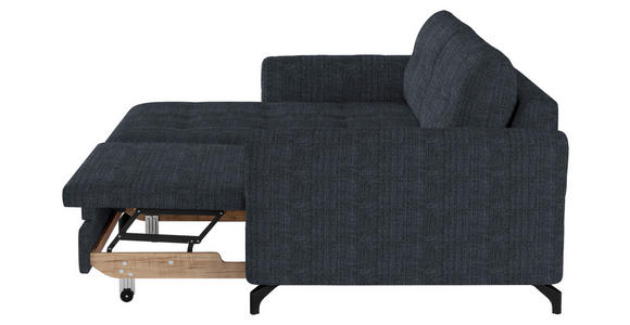 ECKSOFA in Flachgewebe, Leinenoptik Dunkelblau  - Schwarz/Dunkelblau, Design, Textil/Metall (170/242cm) - Xora