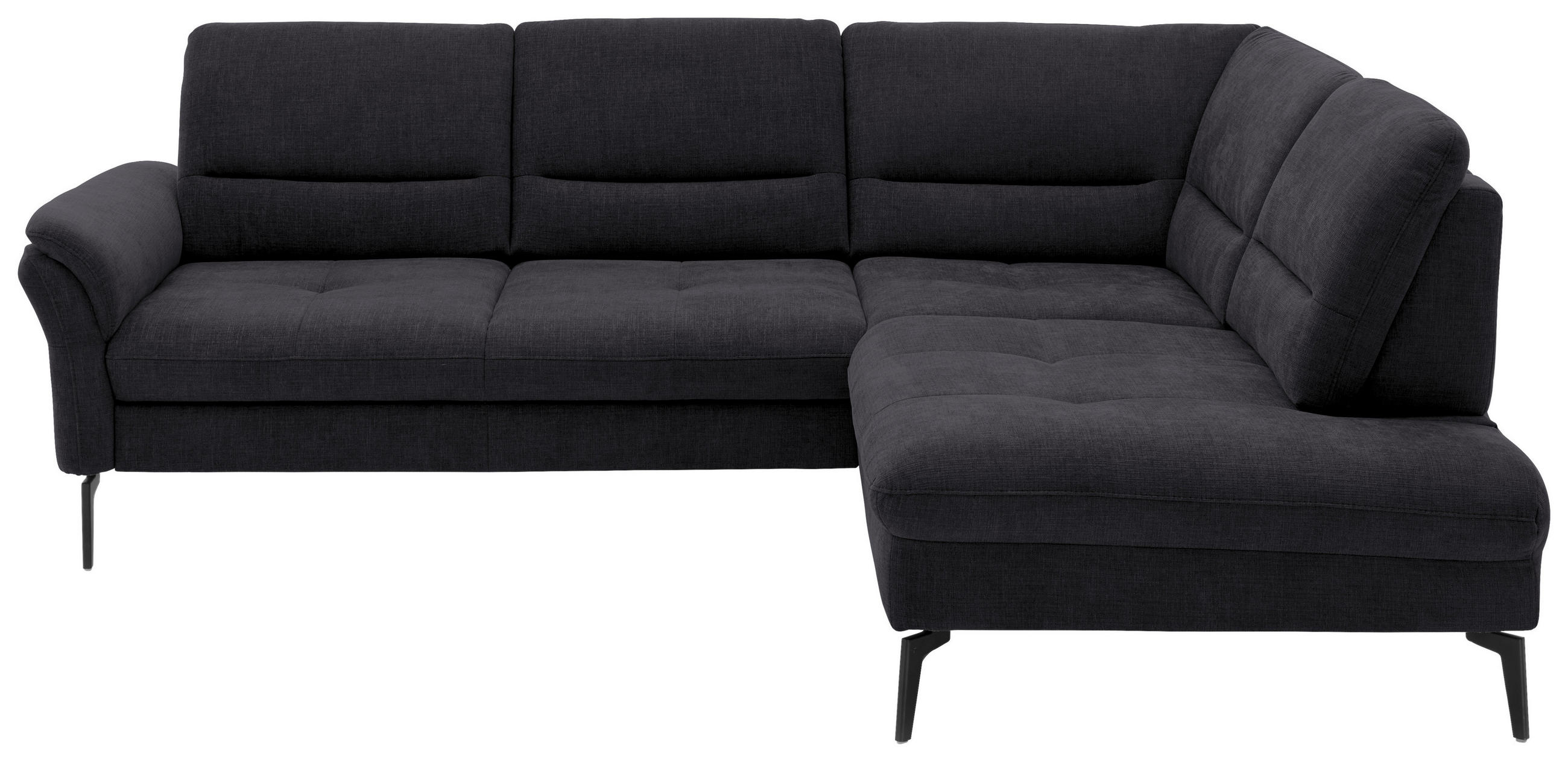 ECKSOFA in Webstoff Anthrazit  - Anthrazit/Schwarz, Design, Textil/Metall (256/206cm) - Beldomo System
