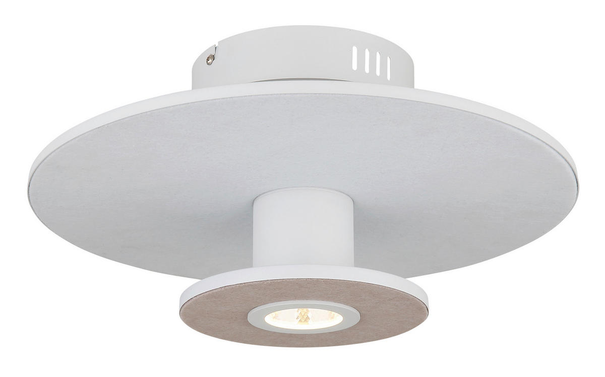 LED-DECKENLEUCHTE  38/18 cm    - Weiss/Beige, Basics, Kunststoff/Textil (38/18cm) - Globo
