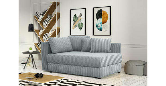 RÉCAMIERE in Cord Blaugrau - Blaugrau/Schwarz, Design, Kunststoff/Textil (171/88/93cm) - Cantus