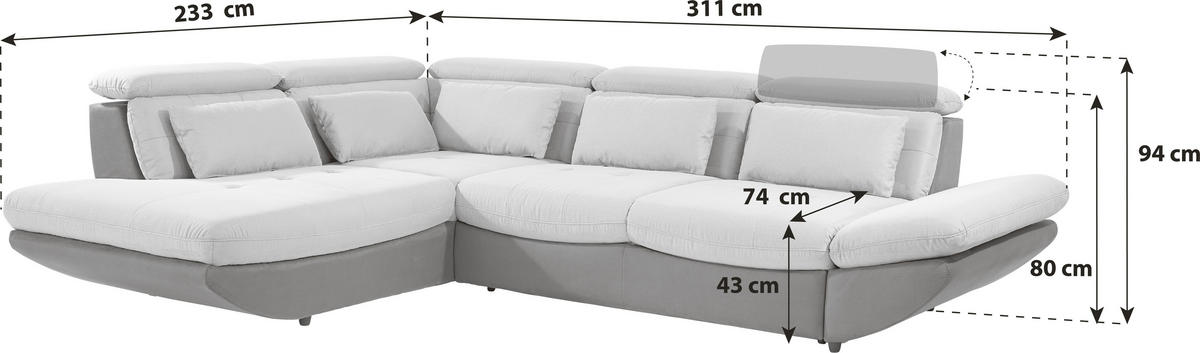 WOHNLANDSCHAFT in Webstoff Dunkelblau  - Schwarz/Dunkelblau, Modern, Kunststoff/Textil (233/311cm) - MID.YOU