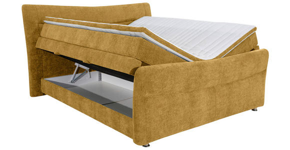 BOXSPRINGBETT 180/200 cm  in Senfgelb  - Chromfarben/Senfgelb, KONVENTIONELL, Textil/Metall (180/200cm) - Esposa