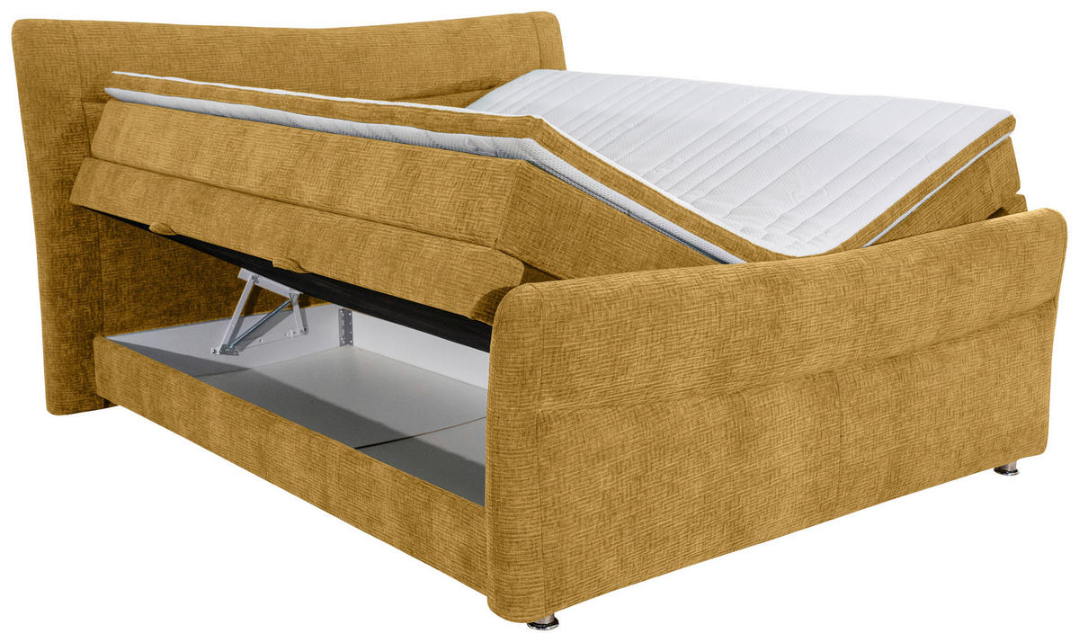 BOXSPRINGBETT 140/200 cm  in Senfgelb  - Chromfarben/Senfgelb, KONVENTIONELL, Textil/Metall (140/200cm) - Esposa