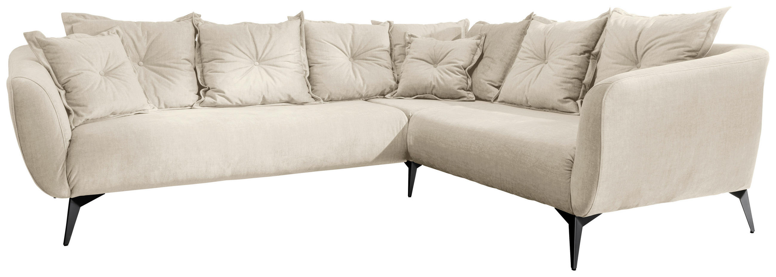 ECKSOFA Beige Velours  - Beige/Schwarz, MODERN, Textil/Metall (276/247cm) - Livetastic