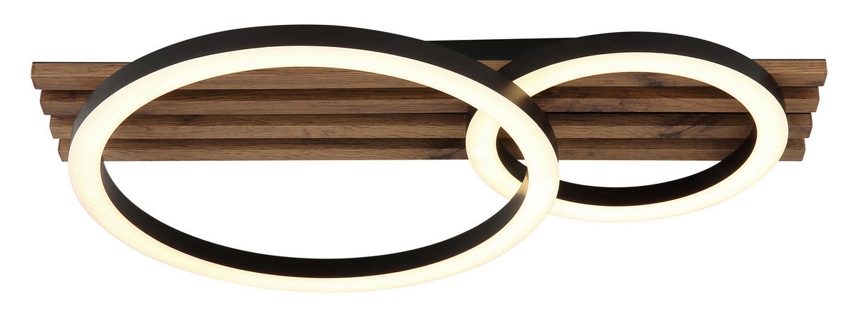 LED-DECKENLEUCHTE 48/30/9,5 cm   - Dunkelbraun/Schwarz, Natur, Holzwerkstoff/Kunststoff (48/30/9,5cm) - Globo