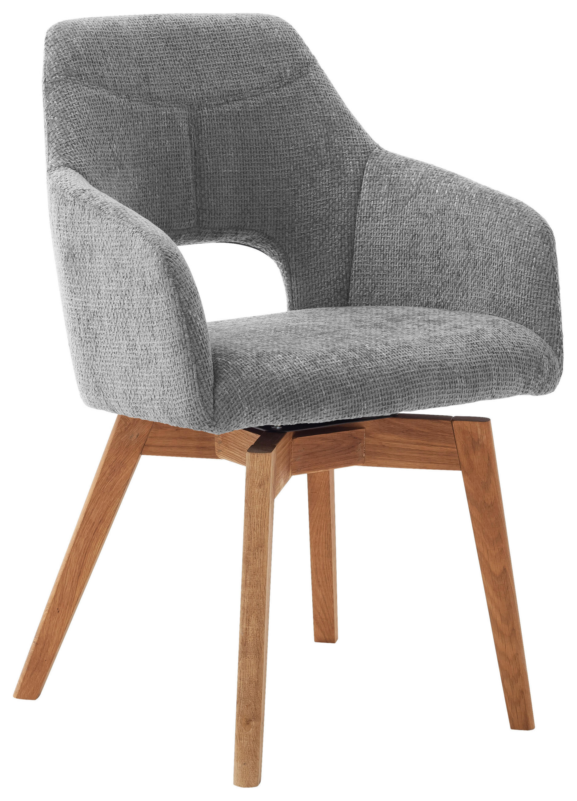 ARMLEHNSTUHL in Holz, Textil Hellgrau, Wildeiche  - Wildeiche/Hellgrau, Design, Holz/Textil (57/84/57cm) - Voleo
