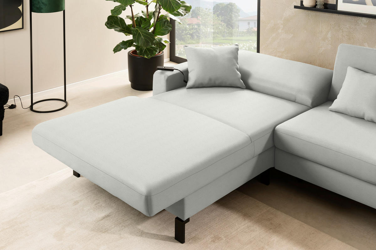 ECKSOFA Cord Grauweiss  - Schwarz/Grauweiss, Design, Textil/Metall (185/298cm) - Pure Home Lifestyle