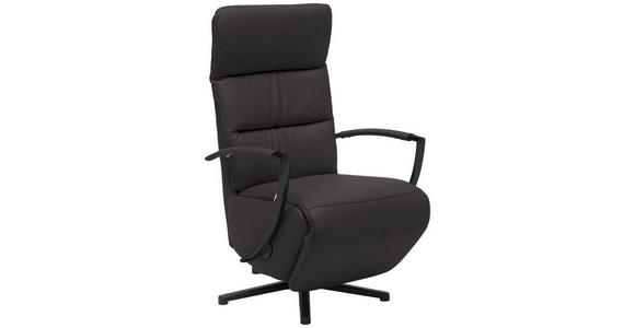 RELAXSESSEL in Leder Mokka  - Schwarz/Mokka, Design, Leder/Metall (64/112/80cm) - Cantus