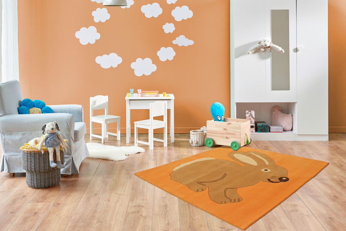 FLACHWEBETEPPICH  Wohnzimmer 130/130 cm Orange quadratisch  - Orange, Basics, Textil (130/130cm) - Kayoom