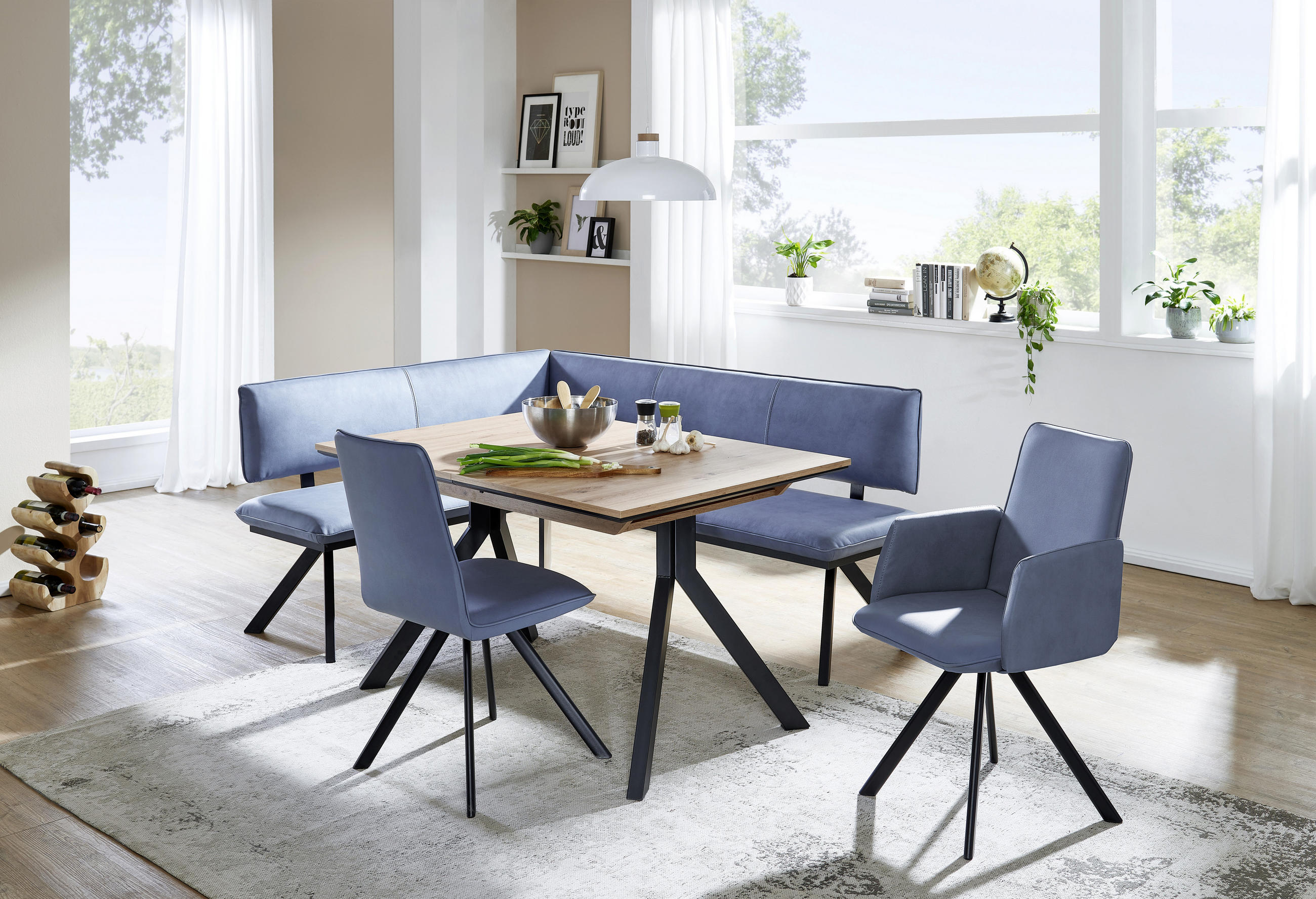 ESSTISCH in Metall, Holzwerkstoff 138(178)/90/76 cm - Schwarz/Eiche Artisan, MODERN, Holzwerkstoff/Metall (138(178)/90/76cm) - Cantus