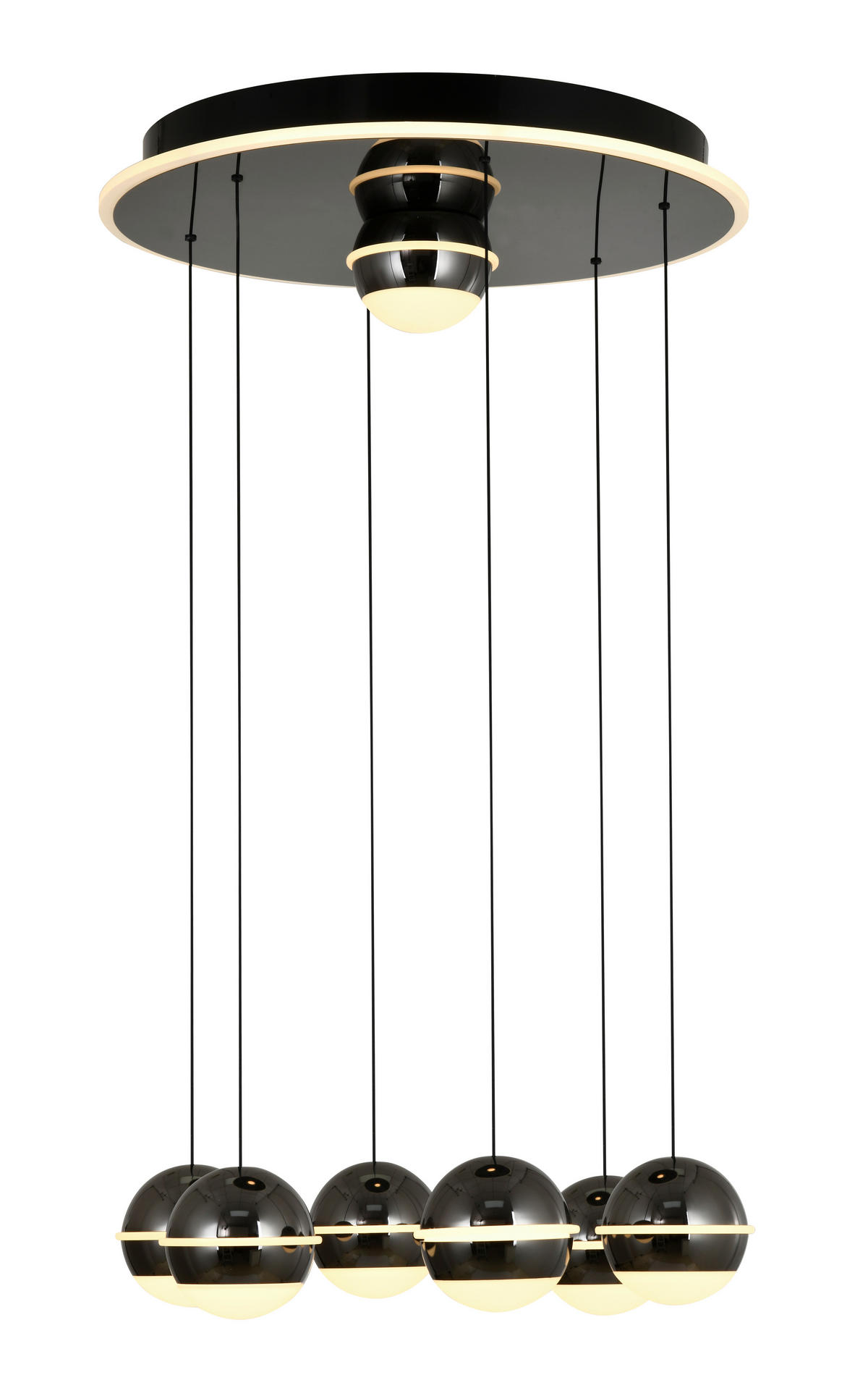 LED-HÄNGELEUCHTE Biarritz 46/150/46 cm  - Schwarzchrom, Design, Kunststoff/Metall (46/150/46cm)