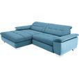 ECKSOFA in Mikrofaser Pastellblau  - Chromfarben/Pastellblau, Design, Textil/Metall (180/265cm) - Carryhome