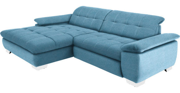 ECKSOFA in Mikrofaser Pastellblau  - Chromfarben/Pastellblau, Design, Textil/Metall (180/265cm) - Carryhome