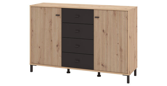 SIDEBOARD in 138/90/40 cm - Schwarz/Eiche Artisan, Basics, Holzwerkstoff/Kunststoff (138/90/40cm) - Carryhome