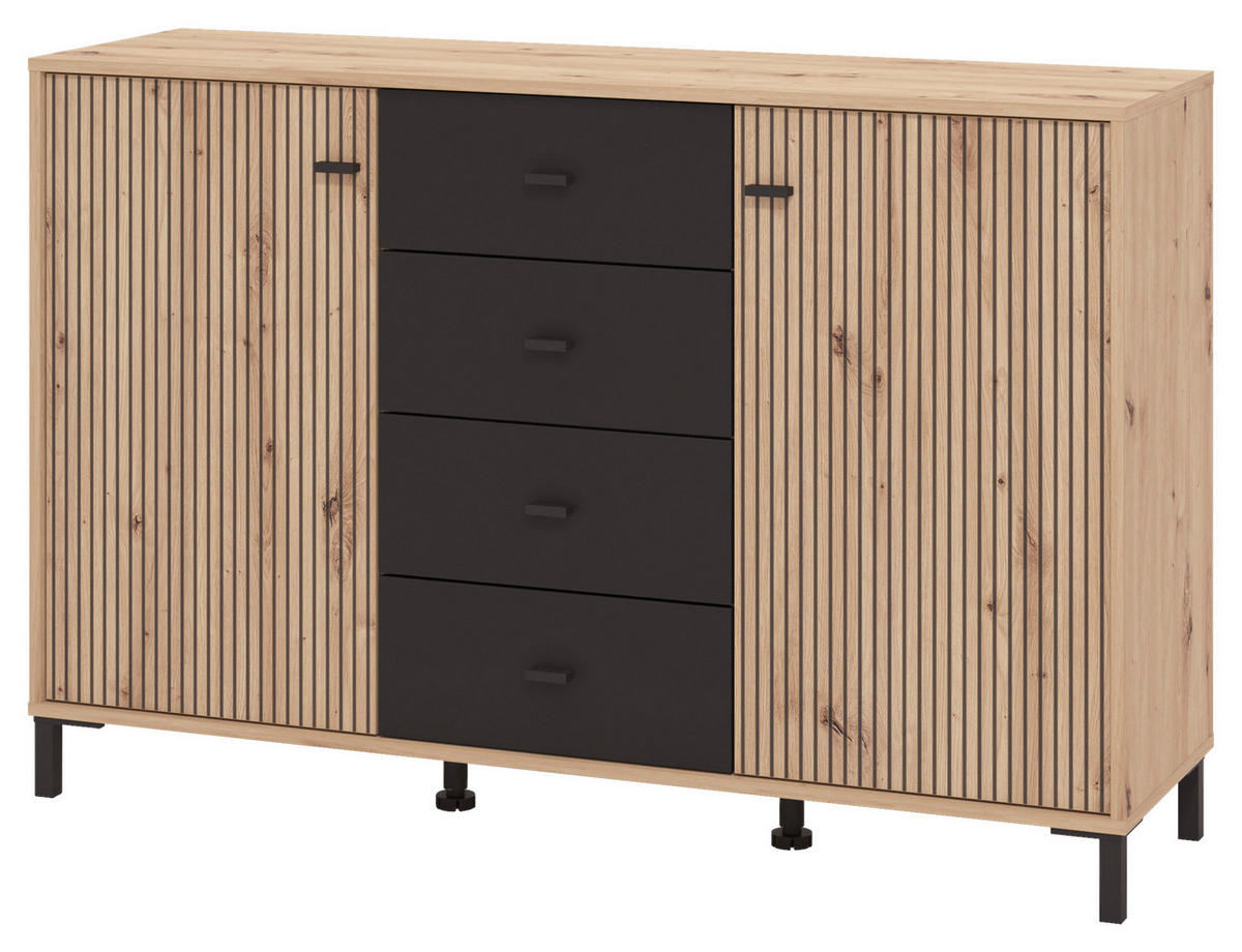 SIDEBOARD  in 138/90/40 cm  - Schwarz/Eiche Artisan, Basics, Holzwerkstoff/Kunststoff (138/90/40cm) - Carryhome