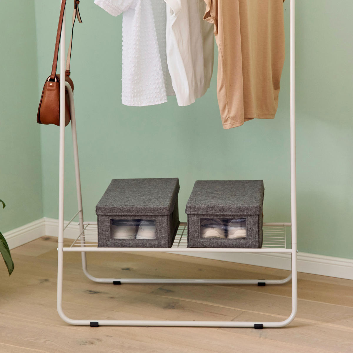 SCHUHBOX - Grau, Basics, Holzwerkstoff/Textil (34/23/15cm) - Store It