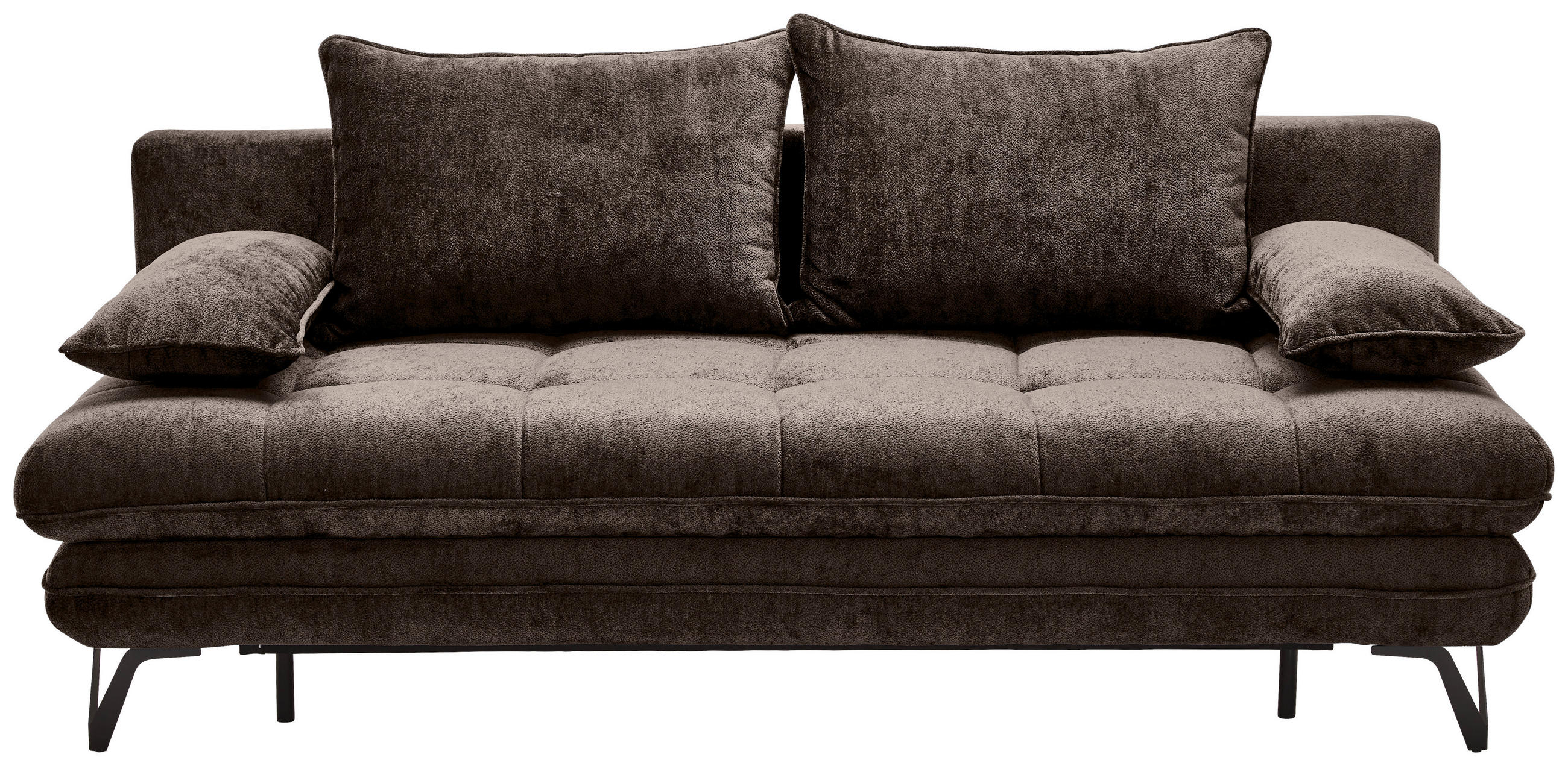 SCHLAFSOFA Italia  mit Samt Braun  - Schwarz/Braun, Design, Textil/Metall (205/79-96/85cm) - Novel