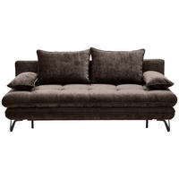 SCHLAFSOFA Italia  mit Samt Braun  - Schwarz/Braun, Design, Textil/Metall (205/79-96/85cm) - Novel
