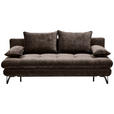 SCHLAFSOFA Italia Samt Braun Rückenkissen, Armlehnenkissen, Schlaffunktion, Rücken echt  - Schwarz/Braun, Design, Textil/Metall (205/79-96/85cm) - Novel