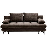 SCHLAFSOFA Italia  mit Samt Braun  - Schwarz/Braun, Design, Textil/Metall (205/79-96/85cm) - Novel