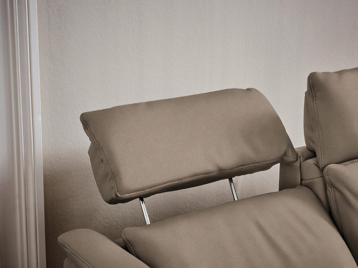 TRAPEZSOFA in Mikrofaser Taupe  - Taupe/Schwarz, Konventionell, Textil/Metall (221/103/95cm) - Dieter Knoll