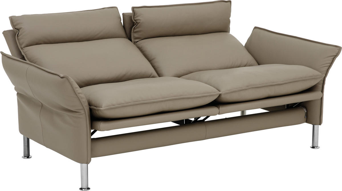 2-SITZER-SOFA in Echtleder Grau  - Chromfarben/Grau, Konventionell, Leder/Metall (176/93/120cm) - Erpo