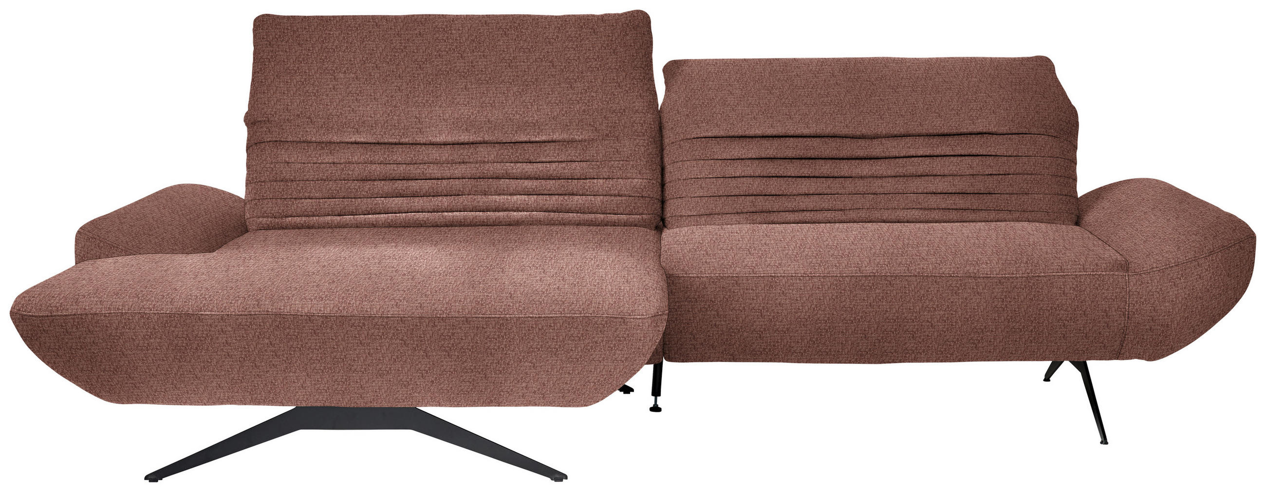ECKSOFA  in Chenille Rotbraun  170-195/280 cm  - Rotbraun/Schwarz, Design, Textil/Metall (170-195/280cm) - Dieter Knoll