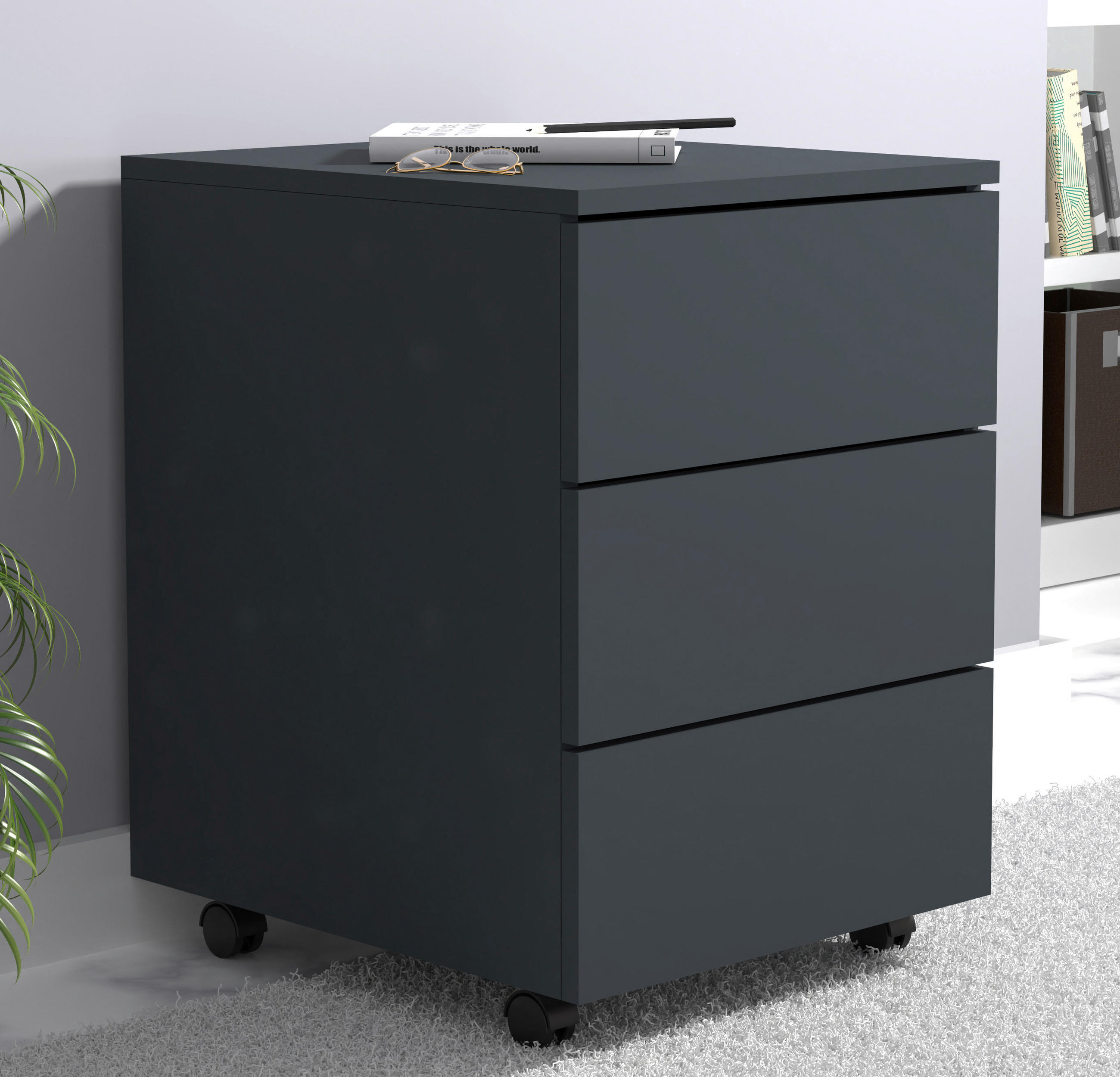 ROLLCONTAINER Anthrazit  - Anthrazit, MODERN, Holzwerkstoff/Kunststoff (39/55/45cm) - MID.YOU