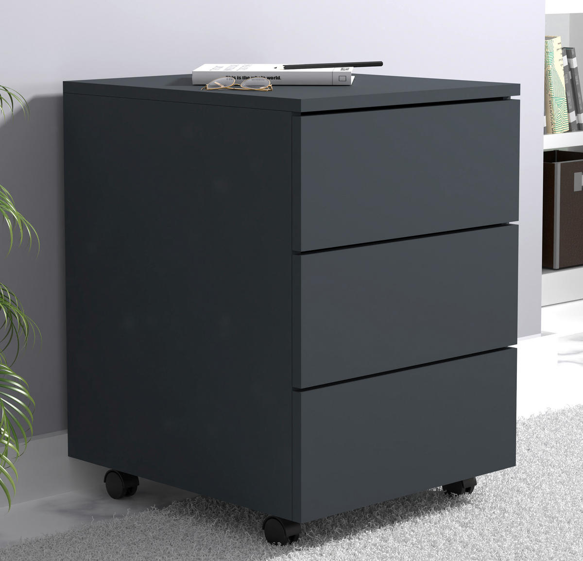 ROLLCONTAINER 39/55/45 cm  - Anthrazit, Modern, Holzwerkstoff/Kunststoff (39/55/45cm) - MID.YOU