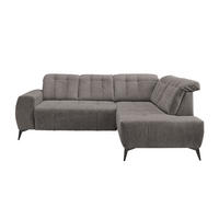 ECKSOFA Graubraun Chenille  - Graubraun/Schwarz, MODERN, Textil/Metall (261/200cm) - Livetastic