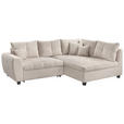 ECKSOFA  in Plüsch Creme  - Creme/Schwarz, KONVENTIONELL, Kunststoff/Textil (249/175cm) - Carryhome