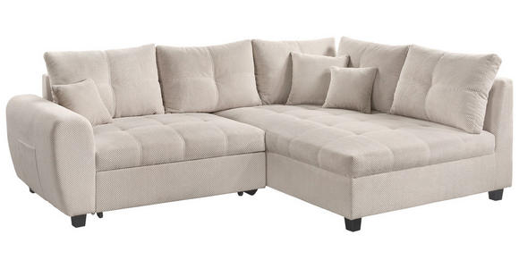 ECKSOFA  in Plüsch Creme  - Creme/Schwarz, KONVENTIONELL, Kunststoff/Textil (249/175cm) - Carryhome