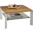 COUCHTISCH Eiche massiv quadratisch Braun, Edelstahlfarben, Eichefarben - Edelstahlfarben/Eichefarben, KONVENTIONELL, Glas/Holz (80/80/41cm) - Linea Natura