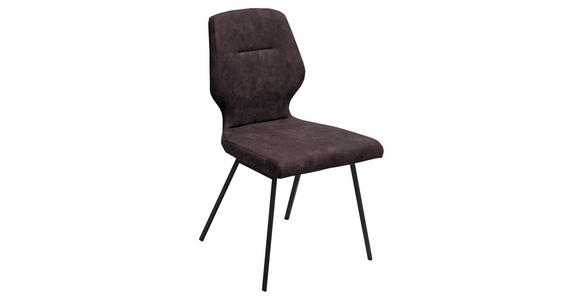 STUHL   Mikrofaser  Dunkelbraun  - Dunkelbraun/Schwarz, Design, Textil/Metall (46/91/57cm) - Dieter Knoll