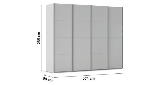 SCHWEBETÜRENSCHRANK 271/235/68 cm 4-türig Grau - Chromfarben/Grau, Design, Holzwerkstoff/Metall (271/235/68cm) - Novel